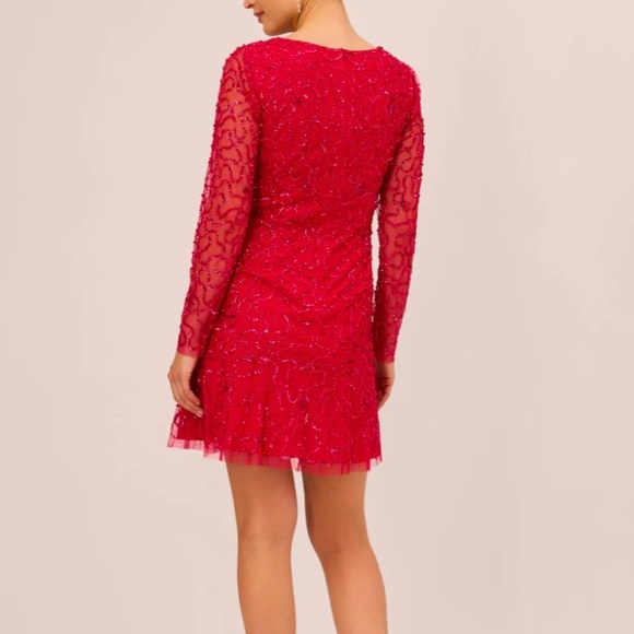 Adrianna Papell- Papelll Studio Beaded Midi Cocktail Party Dress Sz 14 - Picture 5 of 13